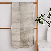 HSOFTIFY 100% Linen Bath Towel 29.5x52 Inch French Flax Linen Quick Dry Towel for Bathroom, Beach, Travel, Sauna, Natural Thin Hair Towel, Gray Apricot