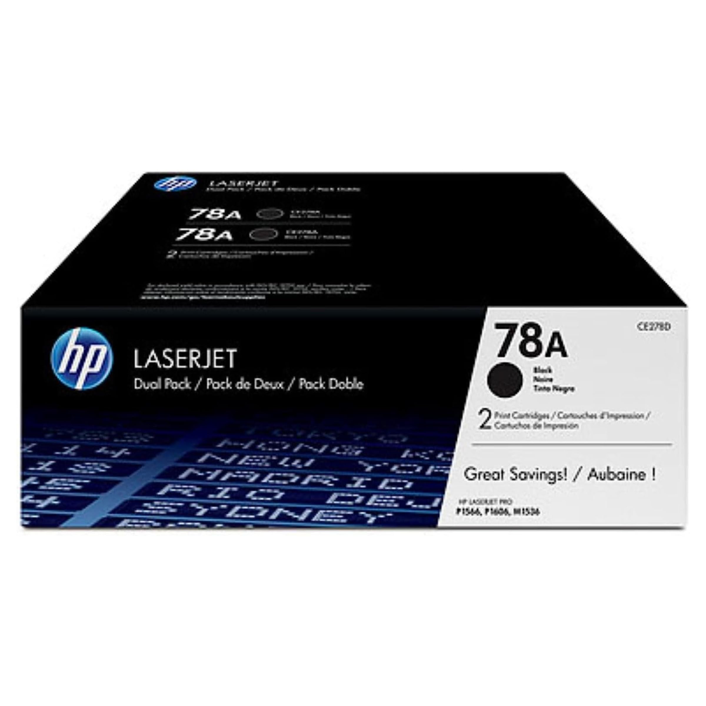 HP CE278AD 78A Original LaserJet Toner Cartridges, Black, Multipack