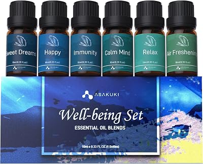 ASAKUKI Essential Oil Blends Gift Set 6x10ml Calm Mind Sweet Dreams