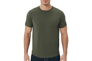 netdraw Men's Ultra Soft Bamboo T-Shirt Curve Hem Lightweight Cooling Long/Short Sleeve Casual Basic Tee Shirt