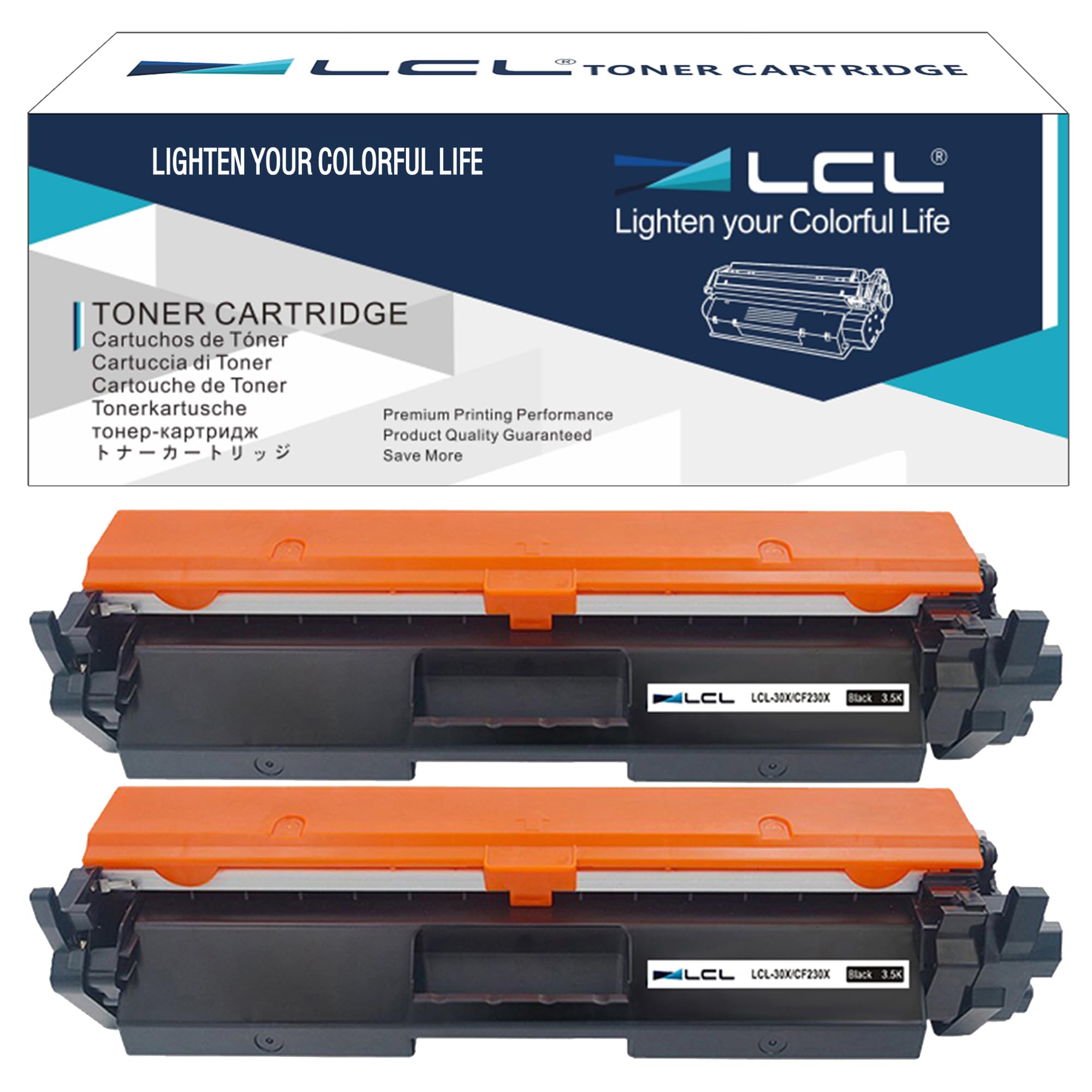 LCL CF230X High Capacity Toner Cartridge Replacement for HP 30A 30X CF230A CF230X for HP LaserJet Pro Laser Jet Pro M203D M203DN M227FDW M203 M227 (2 Black)