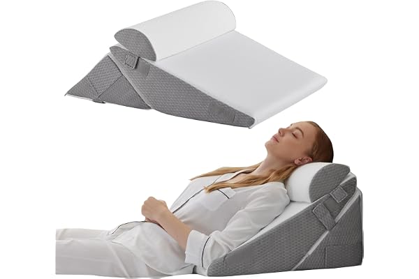 Bedluxe Wedge Pillow Headboard, 3PCS Orthopedic Bed Wedge Pillows Set for After Surgery, Adjustable Pillow Wedge for Acid Ref