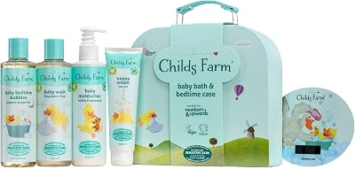 Childs Farm Baby Gifting Suitcase Set: Wash, Bubble Bath, Moisturiser, Nappy
