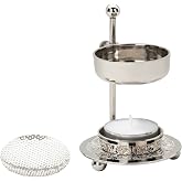 Premium Handmade Nickel-Plated Brass Incense Burner [Silver] with Adjustable Height (4.33 inch) – Includes Screen and Tealight for Perfect Smoking Experience