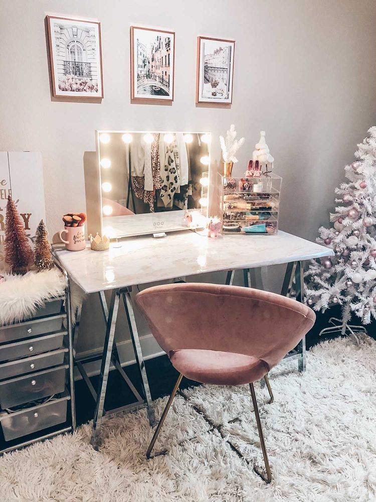 BESTOPE Vanity Mirror with Lights Hollywood Mirror Large Lighted Vanity Mirror with 3 Color Lights, USB A and USB C Outlet with Phone Holder, 24x20 Inch, Touch Control, Sturdy Metal Frame Design : Beauty