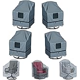 GimaiOurun Outdoor Swivel Lounge Chair Cover 4 Pack, Waterproof Heavy Duty, (29 W x 31 D x 38.5 H inches), Gray