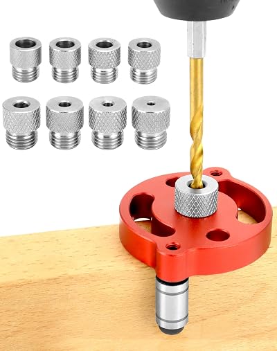 QWORK Woodworking Center Finder Kit Drill Guide Locator 3-10mm Drill Bushings