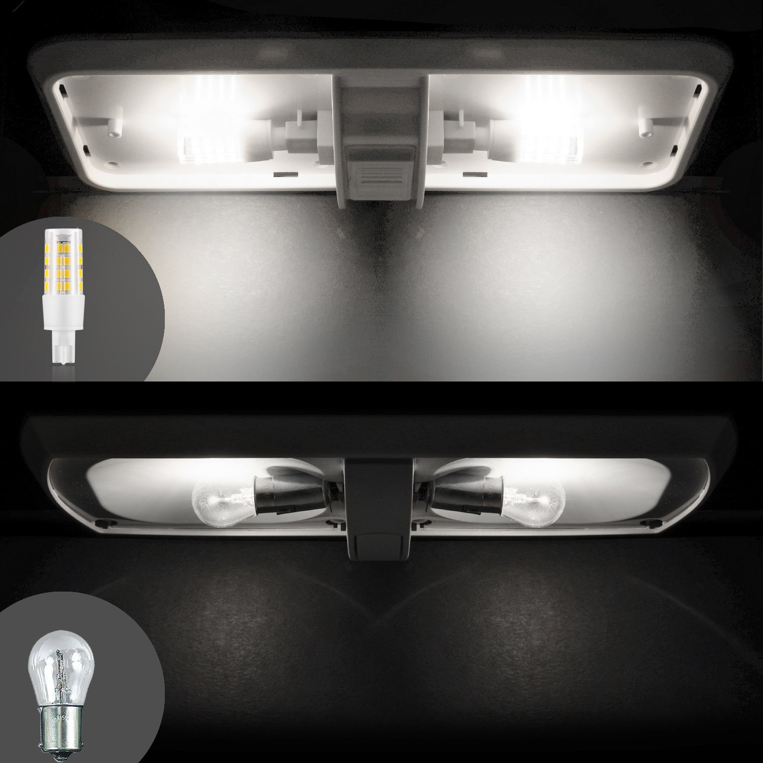 Pack of 4, 4000K Natural White 12V T10 Interior Lighting RV Light Bulbs