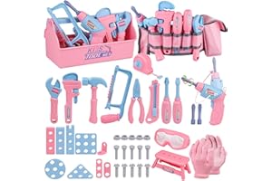 Kids Tool Set, 48PCS Toddler Tool Set with Electronic Toy Drill & Kids Tape Measure,Pretend Play Construction Toys Costume wi