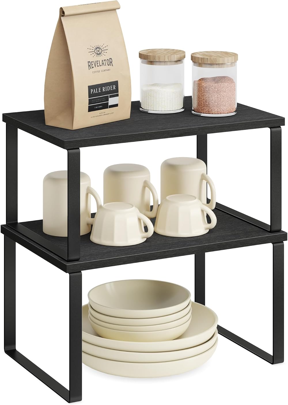SONGMICS Spice Rack Set of 2 Expandable Cabinet Shelf Organisers KCS02B01