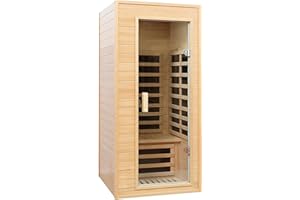 SALUSHEAT Far Infrared Sauna, 1 Person Infrared Sauna, Canadian Hemlock Wood 1290W Low-EMF Infrared Saunas for Home with Control Panel, Bluetooth Speakers, Reading Lamp