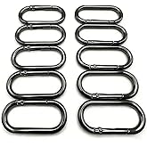 10 Pack 1.57 Inch Oval Spring Rings, Metal Carabiner Clip Keychain Hook, Heavy Duty Keyring Purse Clips
