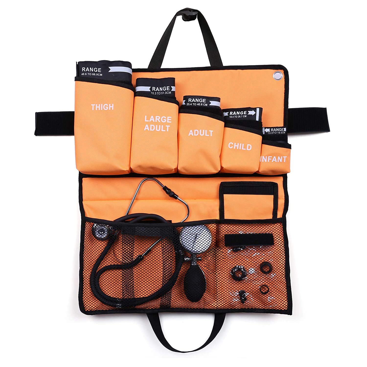 LotFancy Aneroid Sphygmomanometer 5-in-1 Professional with Dual-Head Stethoscope and 5 Size Cuffs, Manual Blood Pressure Monitor Kit for Adult, Large Adult, Child, Thigh Cuffs, Carrying Case Included