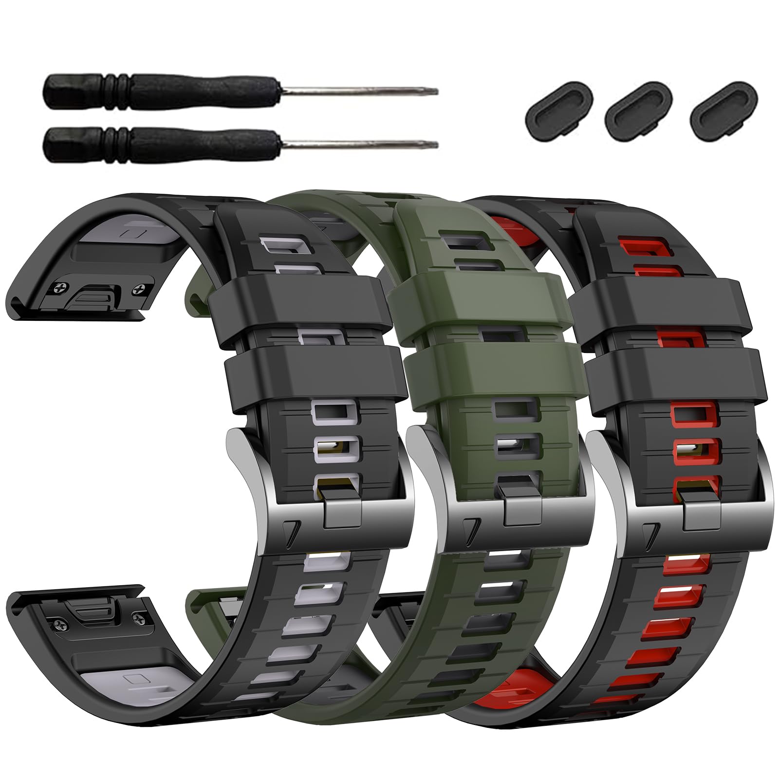 EZMVZKU 26mm Quickfit Watch Strap for Garmin Fenix 8 AMOLED 51mm/7X Pro/7X/6X/6X Pro/5X/5X Plus/3, Silicone Sport Band Replacement for Enduro 3/2/epix Pro/Descent Mk3i/Tactix 8 AMOLED 51mm