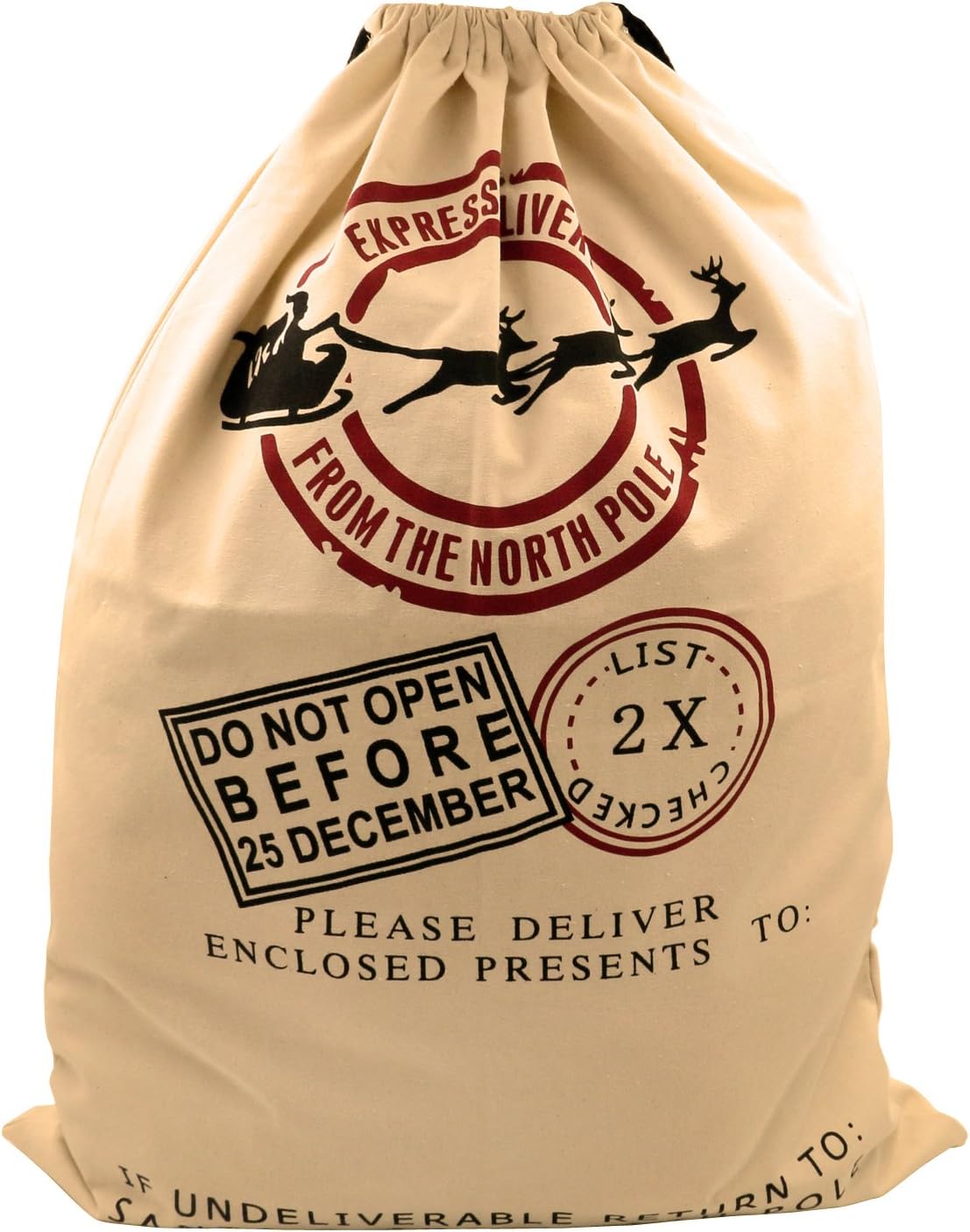 TRIXES Cream Christmas Stocking Santa Sack/Bag, Perfect for Xmas Presents, 70cm x 50cm - Image 3