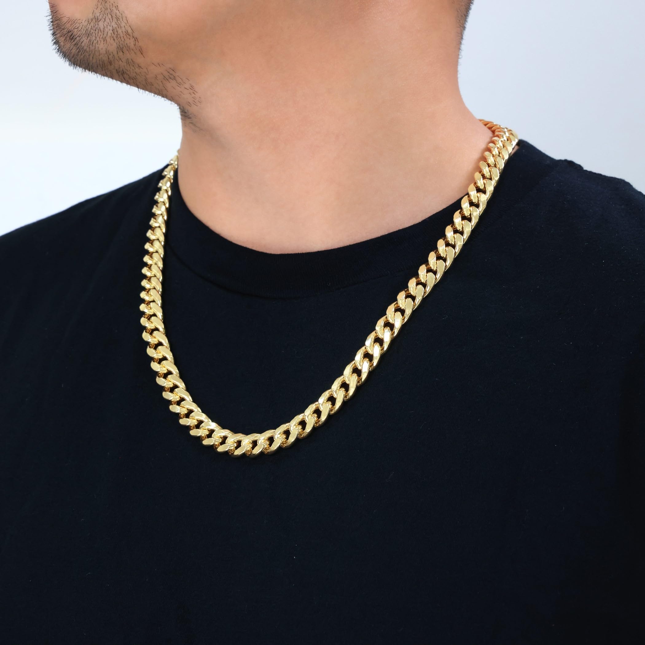 Nuragold 10k Real Yellow Gold Miami Cuban Link 11mm Thick Chain Necklace (18