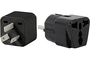 PLUG-IN-SOLUTIONS US to Argentina Travel Adapter Plug for USA/Universal to South America Type I & E (C/F) AC Power Plugs Pack of 2