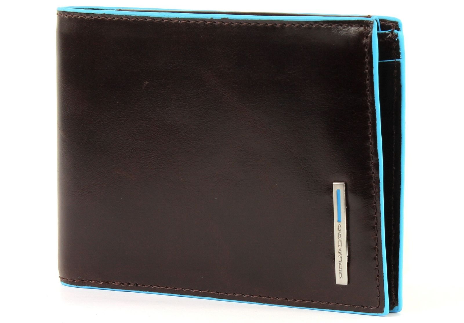 PIQUADRO Blue Square Coin Purse with 4 Slots for Credit Cards, 12 cm, 0.43 litres, Mahogany — image 1