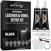 Black Leather & Vinyl Repair Kit, Leather Repair Kit for Car Seat, Shoes, Jacket, Sofa, Couch, Purse, Steering Wheel, Console, Easily Restores Faux, Artificial, Genuine Pleather With Easy Instructions