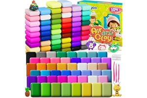 Ixiaoyoo Air Dry Clay 104 Colors, Modeling Clay for Kids, DIY Model Magic Clay, Soft and Non-Sticky, Colorful Clay Starter kit with Accessories and Tools, Great Arts & Crafts Gift for Girls Boys Kids.