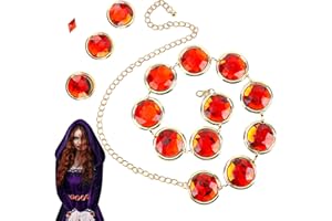 Abida Halloween Cosplay Waist Belt, Adjustable Stone Chain with Red Gems Diamond and Round Acrylic Rhinestones, Raven Cosplay Costume Anime Cosplay Waist Chain Stone Chain Set for Halloween Party