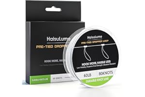 HAISULUME Pre-Tied Dropper Loop Knots Fishing Line, 80 Knots Monofilament Leader with 5.5" Loop Diameter & 18" Spacing, Saltwater & Freshwater Fishing Knots Line for Sea Bass, Snapper, Cod （20LB 30LB 60LB）
