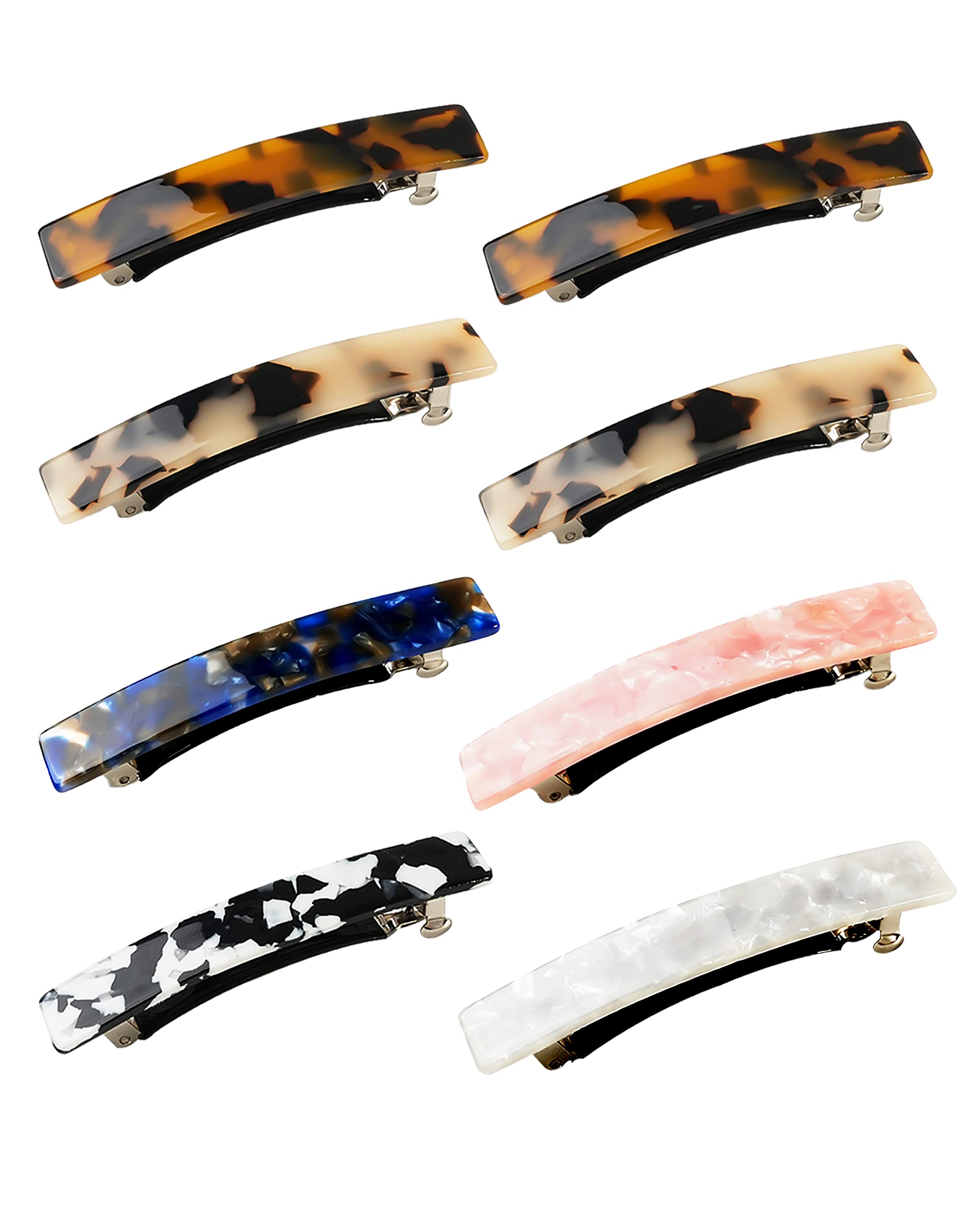Photo 1 of Hair Barrettes for Women, 8 Pcs Barrettes for Fine Thin Thick Hair, 3 Inch Acetate Small Clips Barrette No Slip, French Tortoise Shell Womens Girls Accessories