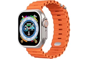 THWALK Sport Ocean Bands Compatible with Apple Watch Band Ultra 2/Ultra SE Series 9/8/7/6/5/4/3/2/1 for Women Men iWatch Silicone Band 49mm 45mm 44m 42mm Orange