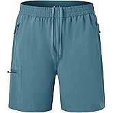 BGOWATU Men's Athletic Hiking Shorts Stretch Quick Dry Sports Gym Shorts with Zipper Pockets for Fishing Travel