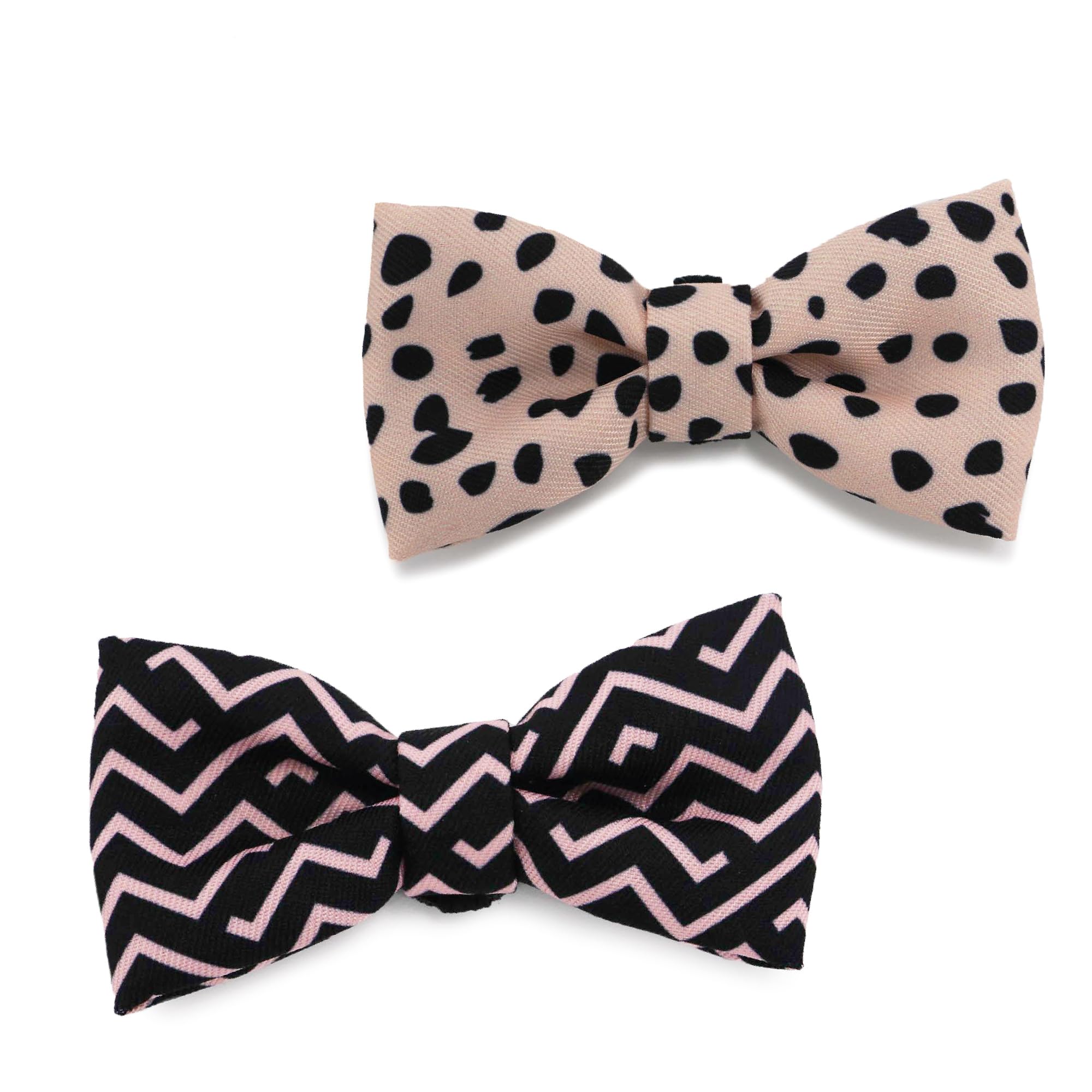Ancol Dog Bow Tie Dalmatian/Zigzag Patterned - Comfortable 100% Recycled Fabric Clothing Pet Accessory - Puppy Tuxedo Fancy Dressing - Pack of 2