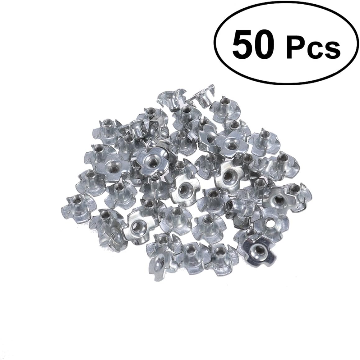 UEETEK 50PCS Heavy Duty TNuts Stainless Steel Pronged Tee Nuts M4x8