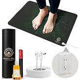 Terra Sol Luxury Grounding Mat for Feet, 24x16in Earthing Mat Grounding Pad for Pain Relief, Inflammation, Better Sleep - Includes 15 ft Cord, Conductivity Tester, Socket Tester for Safe Use