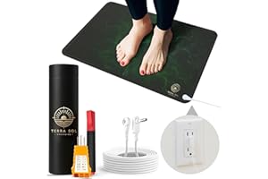 TERRA SOL GROUNDING Terra Sol Luxury Grounding Mat for Feet, 24x16in Earthing Mat Grounding Pad for Pain Relief, Inflammation, Better Sleep - Includes 15 ft Cord, Conductivity Tester, Socket Tester for Safe Use