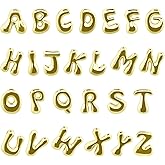 BETITETO 26pcs Initial Letter Charms 18K Gold Plated Brass Big Bubble A-Z Alphabet Dainty Pendants for Making Jewelry Initial Necklace Name Personalized Gift DIY