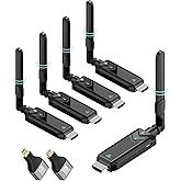 Wireless HDMI Transmitter and Receiver,492FT/150m 4K Decode 1080P Output Plug&Play 2.4G/5.8G Portable HDMI Wireless for Streaming Video and Audio to Monitor from Laptop/PC/TV Box/Projector(1v4)