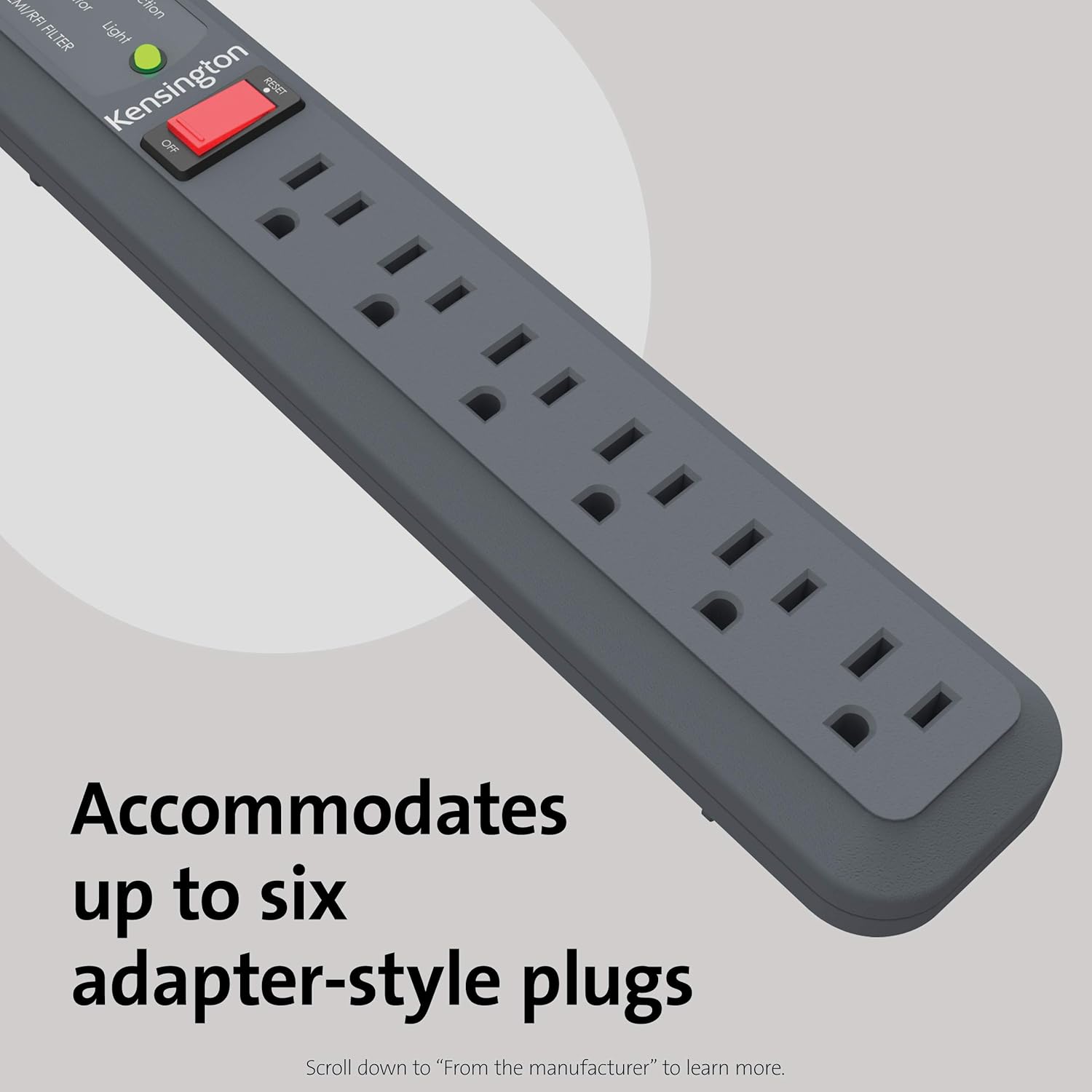 Kensington Guardian 6 Outlet, 15-Foot Cord, & 540 Joules Premium Surge Protector (K38215NA): Home Audio & Theater