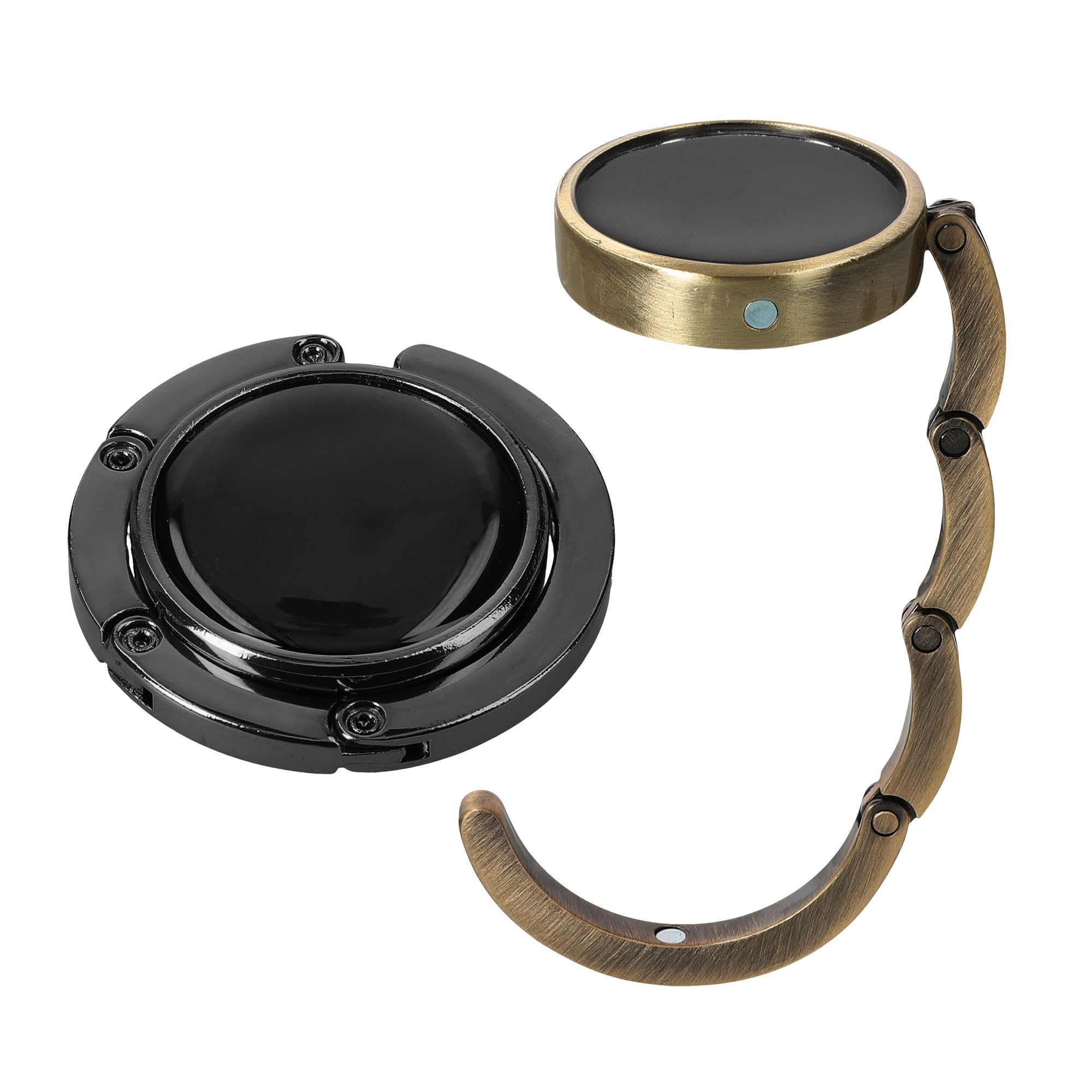 kwmobile Purse Hook for Table - Set of 2 Purse Holder - Folding Handbag Hanger - Portable Bag Holder - Bag Hooks for Desk - Table Hook Bronze/Bronze