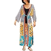 Women’s Kimono Cover Up Long Beach Dress Swimsuit Cover Ups Colorful Cardigan Lightweight Robe for Swimwear