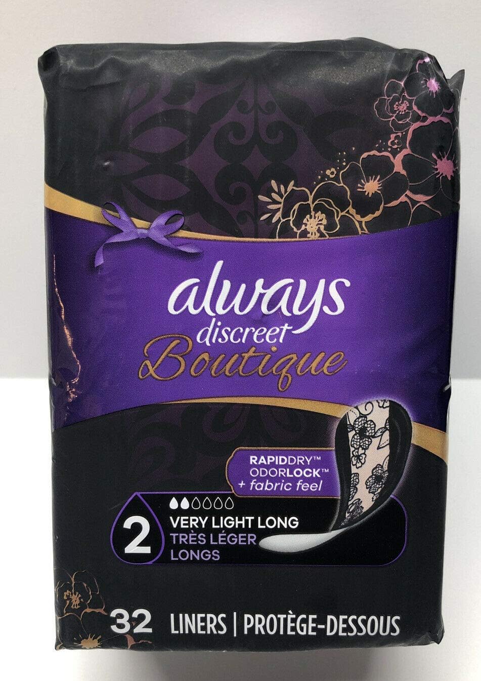 Always Discreet Boutique Incontinence Liners, Size 2, Very Light, Long, 32 Liners Buy Online at