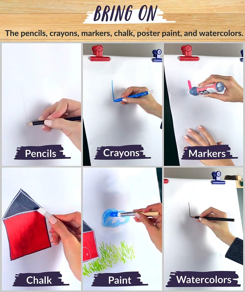 Incredible Value Bundle 3 Pack Easel Paper Roll Fits Most Standard Kids, 17-24 Inch-Wide Easels and Dispenser, for Crafting Activity and Painting, Non Bleed White Butcher Paper (17 Inches x 75 Foot)