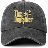 GOSJINNK Funny Dog Dad Baseball Caps The Dogfather Printed Cotton Adjustable Hats Men's Distressed Washed Black Baseball Hats Trendy Birthday Gifts for Dad Husband Family Friend Neighbor Dog Lover