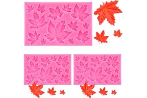 APAUSVCM 3Pcs Leaf Molds Silicone, Pink 3D Maple Leaves Fondant Mold for Chocolate Butter Polymer Clay Candy Soap Sugar Paste Cake Decoration and Crafting Projects