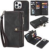 TwoHead Wallet Case Compatible with iPhone 15 Pro Max,Detachable Magnetic Phone Case,All-Round Shockproof Protective Leather Phone Case with Card Holder,6.7 in,Black
