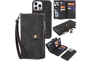 TwoHead Wallet Case Compatible with iPhone 15 Pro Max,Detachable Magnetic Phone Case,All-Round Shockproof Protective Leather Phone Case with Card Holder,6.7 in,Black