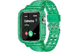 SXTDDSP Clear Band Compatible for Apple Watch Band 45mm 44mm 42mm 41mm 40mm 38mm, Jelly Crystal Women Men Watch Bumper Case Strap for iWatch Series 9 8 7 6 5 4 3 2 1 SE