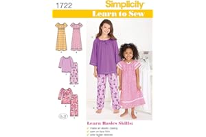 Simplicity 1722 Learn to Sew Girl's Pajama Sewing Patterns, Sizes 7-14
