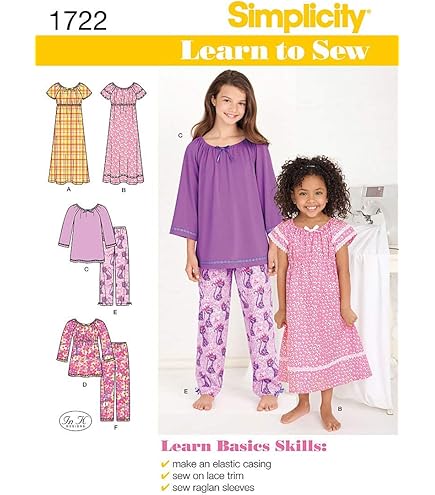 Pyjama 1575 Simplicité Patron Couture Facile Filles Et