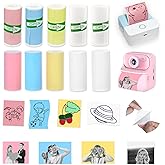 10 Rolls 2-in-1 Mini Printer Paper - 5 Sticky Rolls & 5 Plain Rolls Compatible with M02/T02 Printers(Remove Inner Paper Holder), Thermal Sticker Paper for Photos, Lists, Study Notes & Scrapbooking