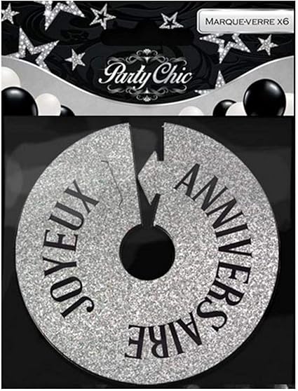 Marque Verre Argente X 6 Joyeux Anniversaire Amazon Fr Cuisine Maison