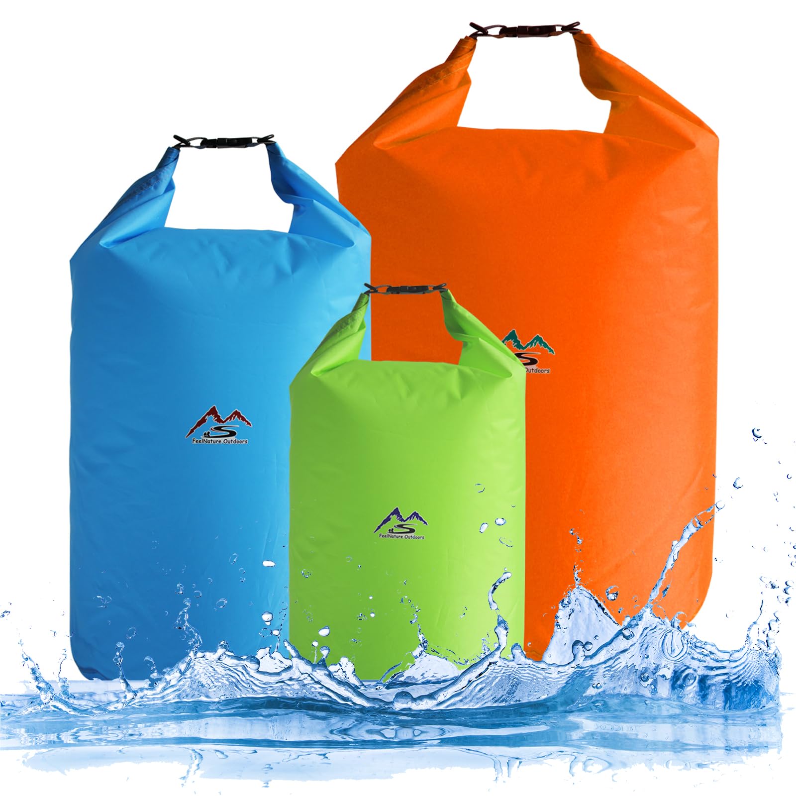 Sadodo Waterproof Dry Bag Set,Pack of 3PCS 5L 10L 20L Ultralight Camp Canoe Bags Sacks,for Kayaking Camping Hiking Traveling Boating Water Sports